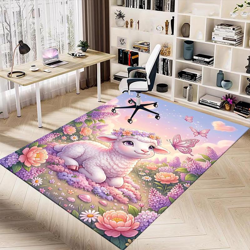 1PC Lamb Flowers Extra Large Non-Slip Floor carpet, Office, family, bedroom, Studio - Large Area RugJ0367