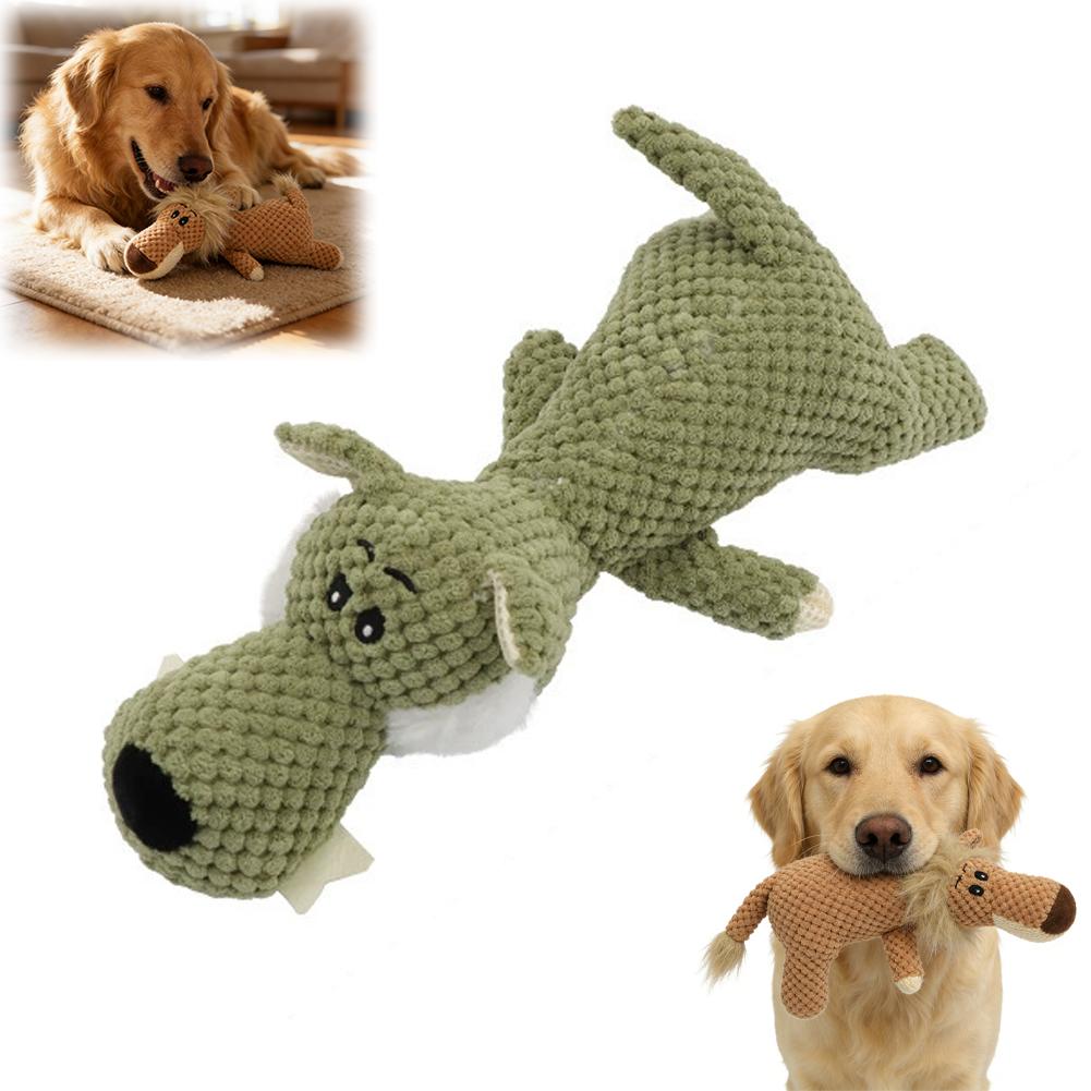 Squeaky Plush Dog Chew Toy for Teeth Cleaning Interactive Puppy Toy with Cartoon Design Washable Plush Toy for Dogs