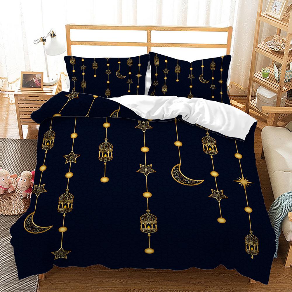 Quilt Cover Three-Piece Good Night Series Star Moon Pillowcase Digital Printing Bedding