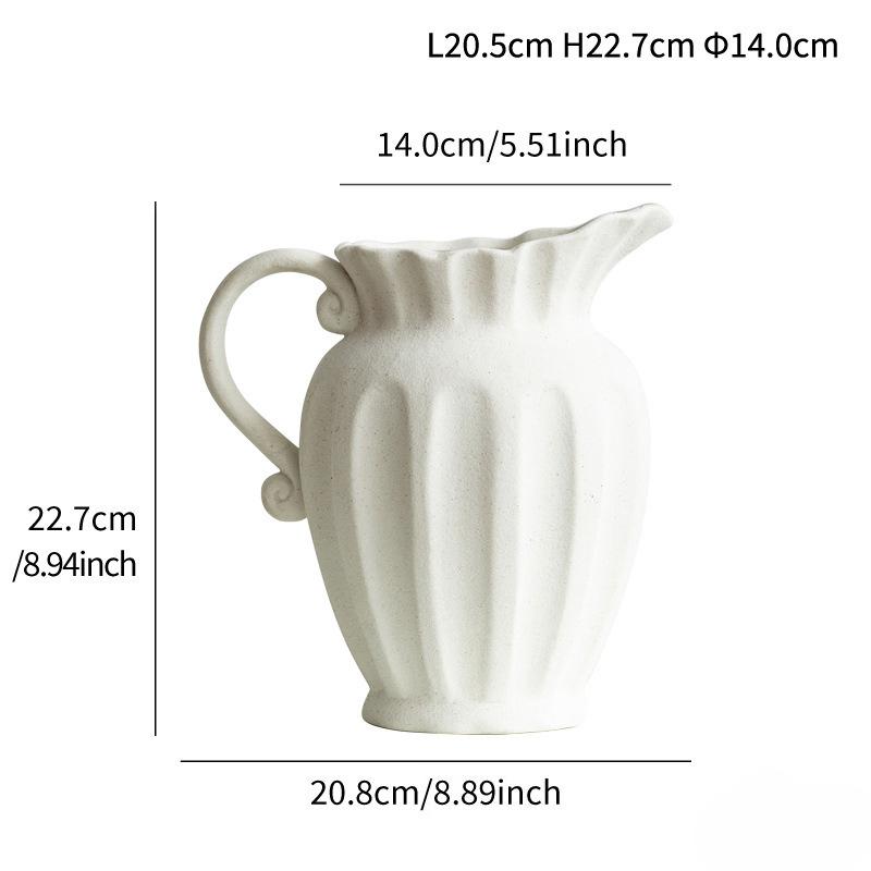 

Creative Plain Burnt Slanted Mouthed White Vase Decor, Ceramic Living Room Flower Arrangement Table Decoration Floral Organ, 1Pc