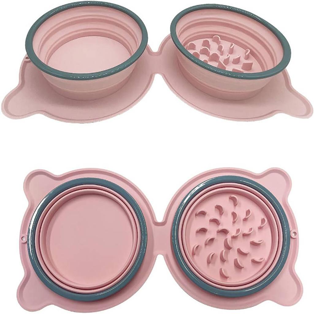 Travel Dog Bowl Clogging Pet Silicone Bowl Slow Feeding Outdoor Food Dispenser