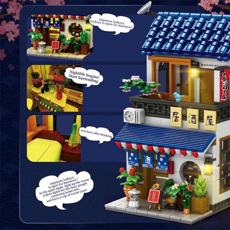 1130PCS Japanese Izakaya Building Blocks City Streetview Model Bricks Desktop Decoration Kids DIY Educational Toys Holiday Gifts