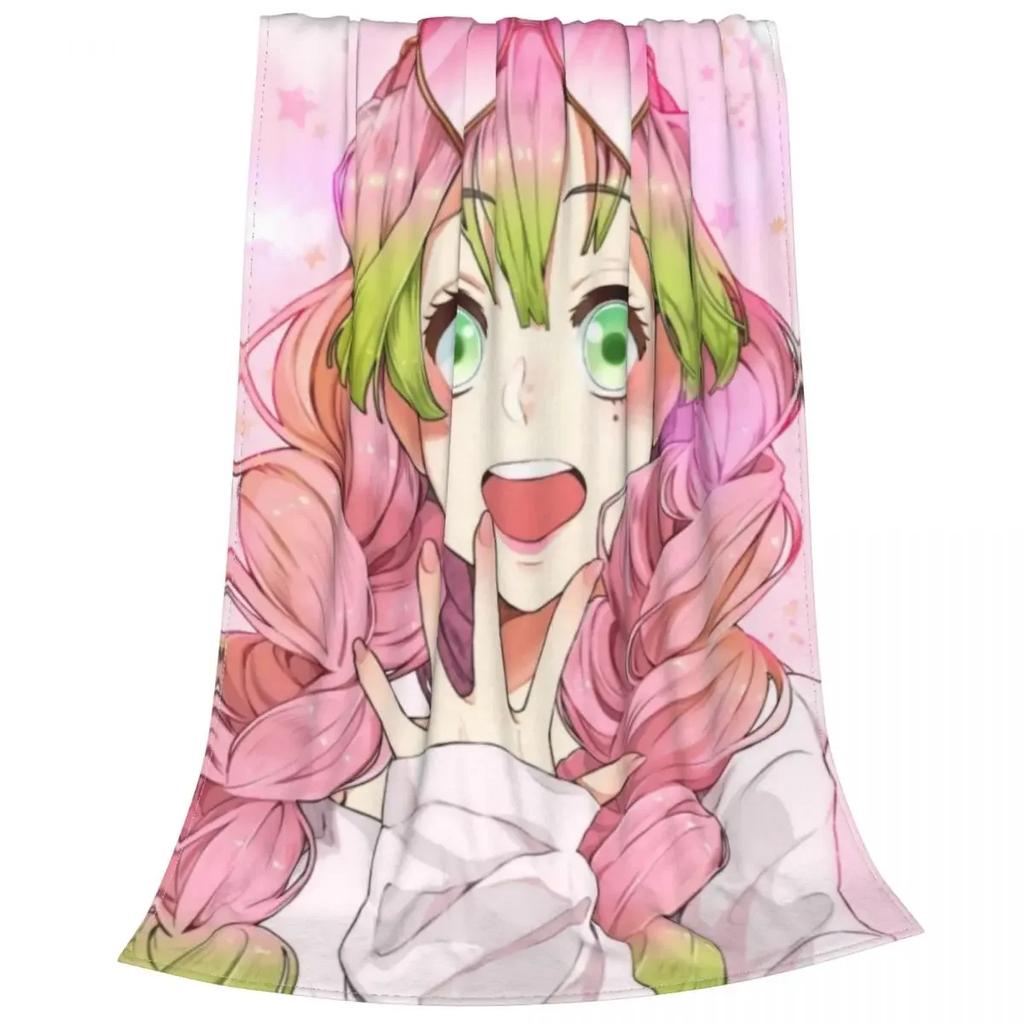 Demon Slayer Kimetsu No Yaiba Blanket Cover Velvet Cute Kanroji Mitsuri Anime Lightweight Throw Blanket for Home Couch Bed Rug
