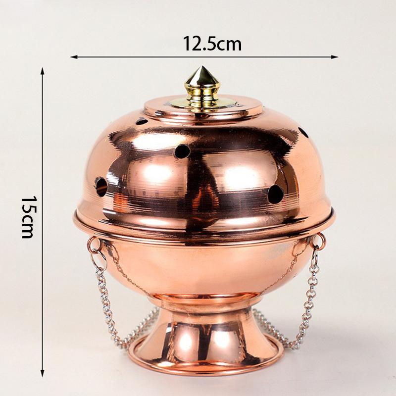 Hanging Incense Burner Red Copper Engraved Stupa Aromatherapy Stove Meditation Smoke Furnace Altars Decorative Multifunctional