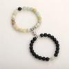 Trendy Couple 2Pcs/Set Natural Stone Beads Love Heart Magnetic Bracelet For Women Men Charm Peach Beaded Bracelets Jewelry Gifts