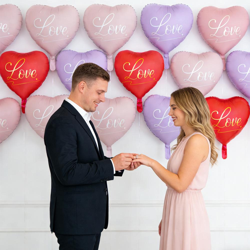Ins Style 18inch Love Hearts, Aluminum Foil Balloons, Very Suitable for Valentine's Day, Birthday Parties, Engagement Weddings, Confession of Love