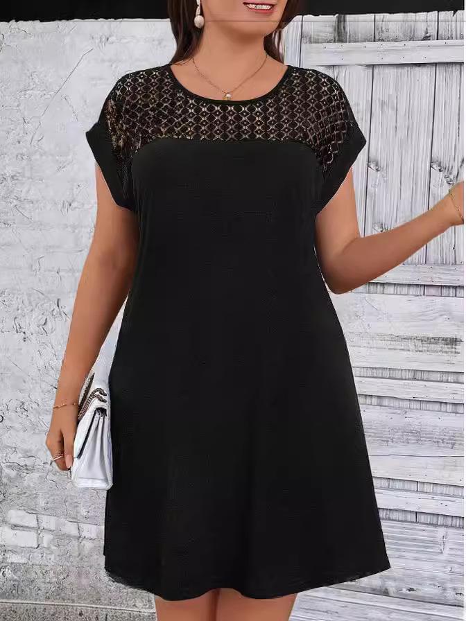 2024 Spring/Summer Lace Patchwork Round Neck Loose Dress