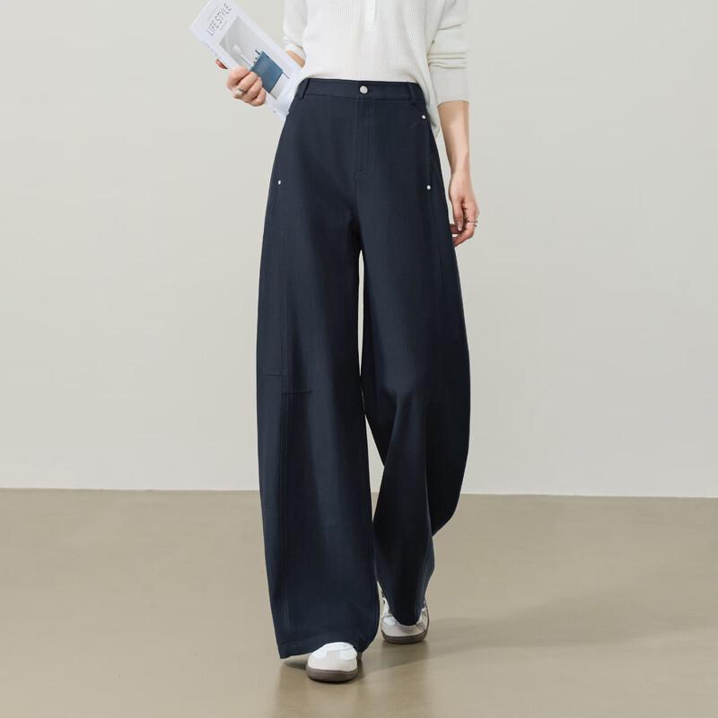 ESE-Y Women s High-Waisted Wide-Leg Tencel-Cotton Trousers 32