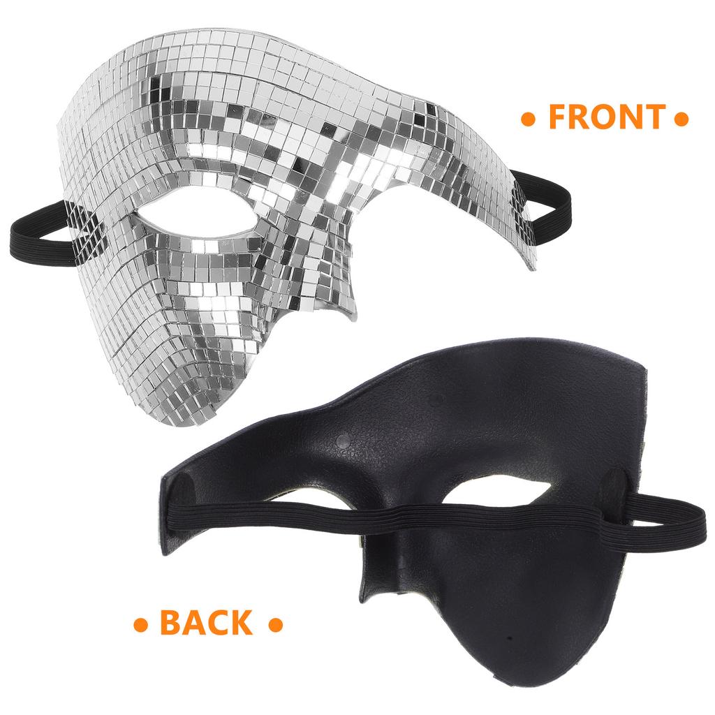 Disco Mirror Half Face Mask Reflective Glitter Festival Party Masquerade Halloween Dance Costume Music Celebration Silver