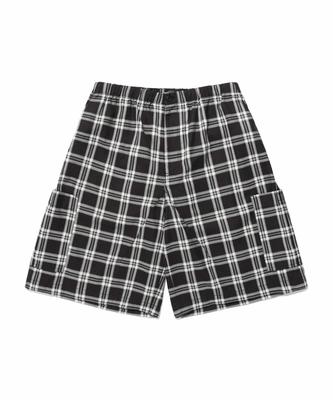 NICEGHOSTCLUB Check Parachute Cargo Shorts_Black(Ng2Esupa60A)