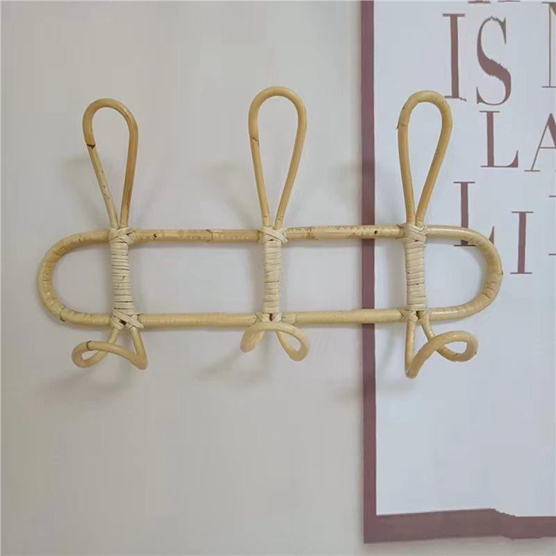 A25F-2X Rattan Wall Hooks - Kids Room Decorative Hanger, Clothes & Hat Organizer, Hanging Storage Rack A