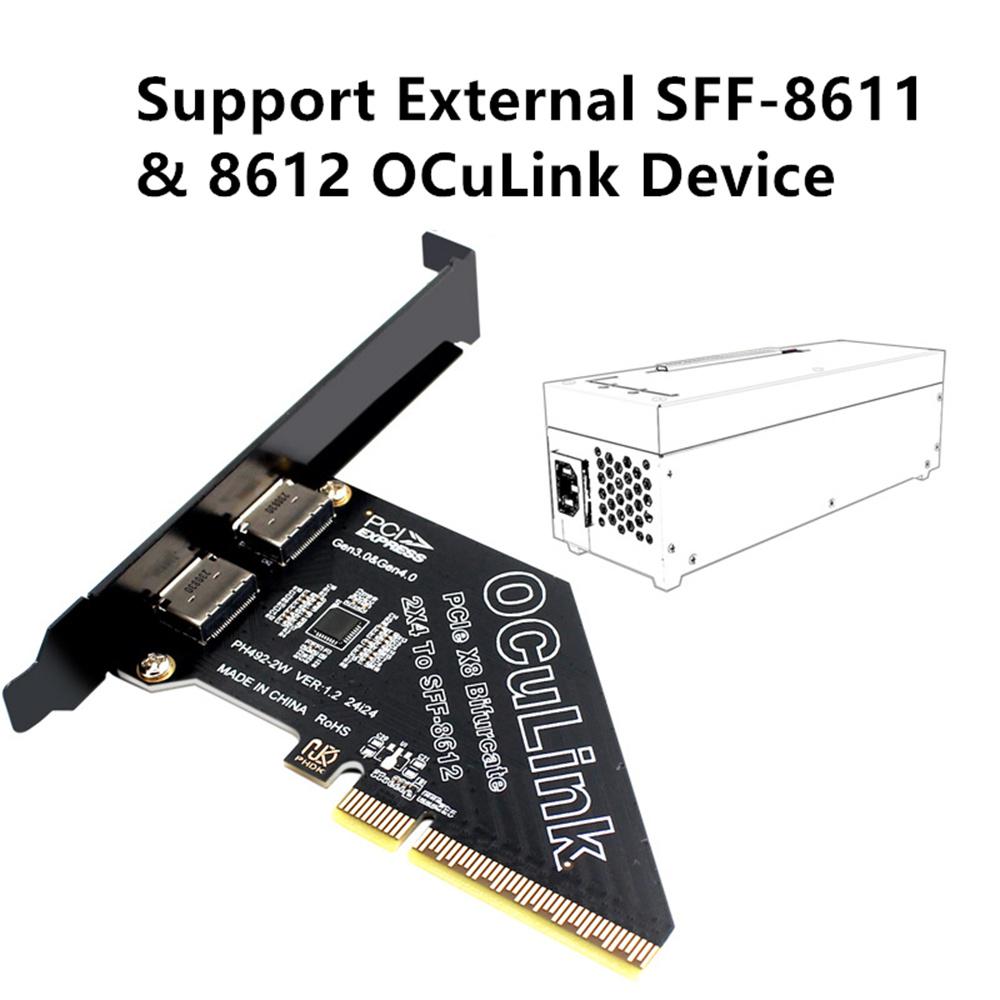 Scheda di Espansione Adattatore Scheda PCIe 4.0 X8 a 2 Porte Oculink SFF8611 & 8612