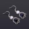 Vintage Earrings  Silver Oval 9MM Natural Moonstone Blue Sandstone Earring Retro Cute Cat Party Ear Jewelry for Women Gift