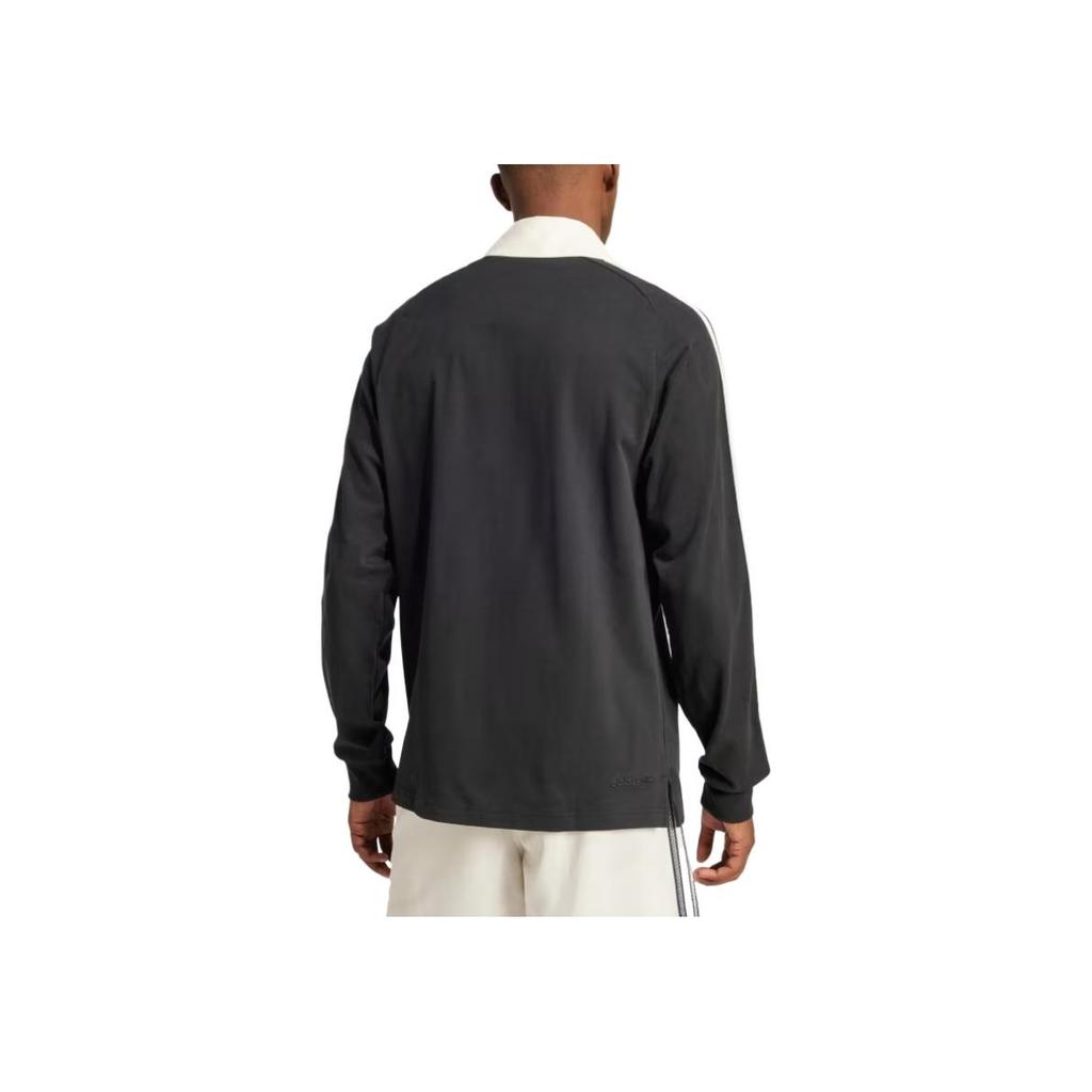 adidas Originals Rugby Comfortable Casual Skin-Friendly Soft Long Sleeve Polo Shirt Men Polo Shirts Black JD1091