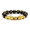 Gold Beads Pixiu Bracelet for Men & Women - Six-Character Mantra Luck-Turning Accessory.