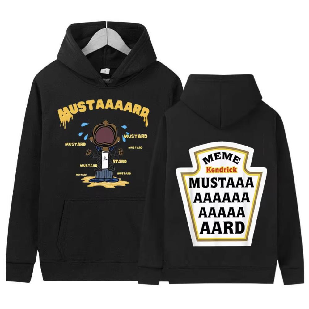 

Kendrick Lamar Mustard Mark Graphic Hoodie Men Women Retro High Quality Fashion Sweatshirt Loose Clothing Pullover Hoody S