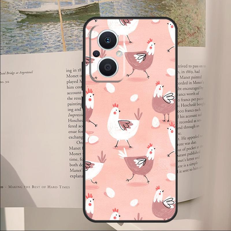 Chicken Pattern Cover For OPPO Reno 7 8 Lite 11F 12F 13F 14F 10 11 12 13 14 Pro OPPO Find X6 X8 X9 Pro Case