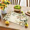 4pcs Watercolor Olive Leaf Placemats – Washable, Rectangular Design, Ideal for Dining, Kitchen & Holiday Decor
