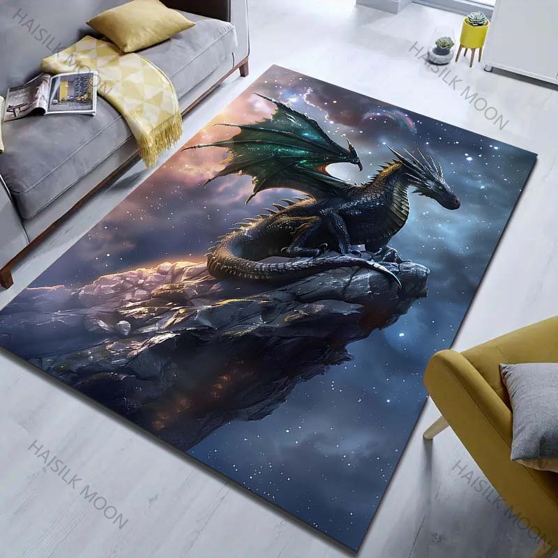 1PC Dragon on peak, starry background Carpet for Living Room Bedroom Sofa Home Decor Rus Non-slip Floor Mat Luxury Gift