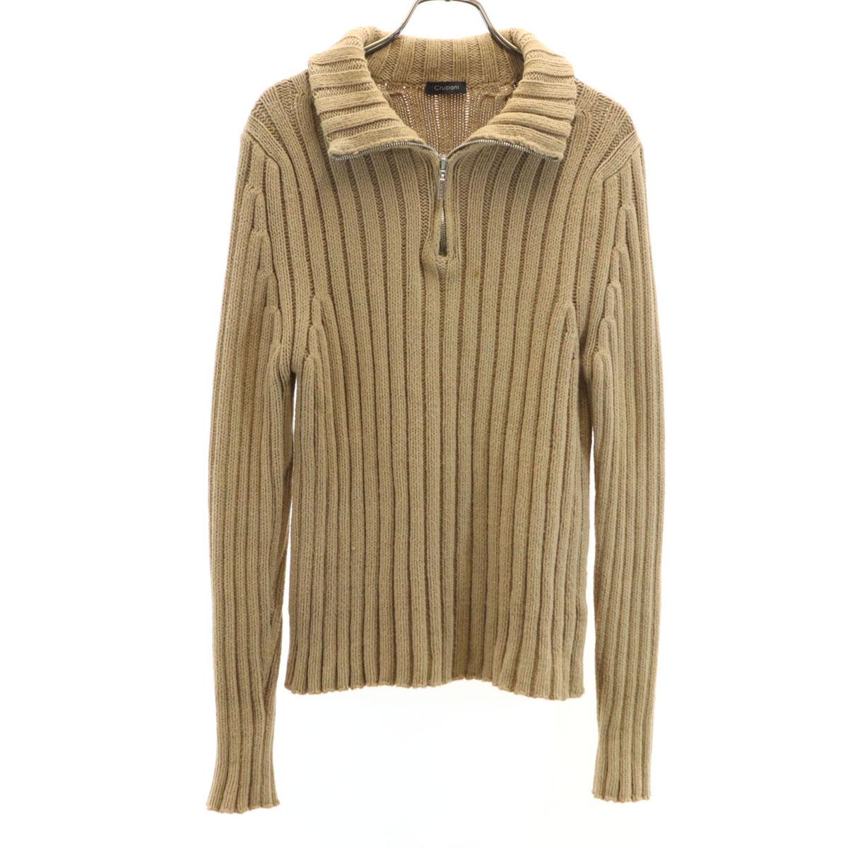 

CRUCIANI made in Italy Long sleeve Half zip knit beige sweater Women Used