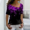New Fashion Women's Floral Printed Long Sleeve Irregular V-neck Casual Elegant Top Loose Plus Size Soft and Comfortable Thin Bottoming Shirt