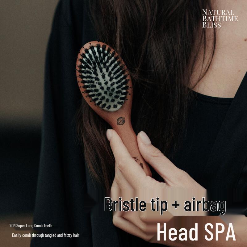 KRRAMEL Portable Mini Boar Bristle Hair Comb Standard