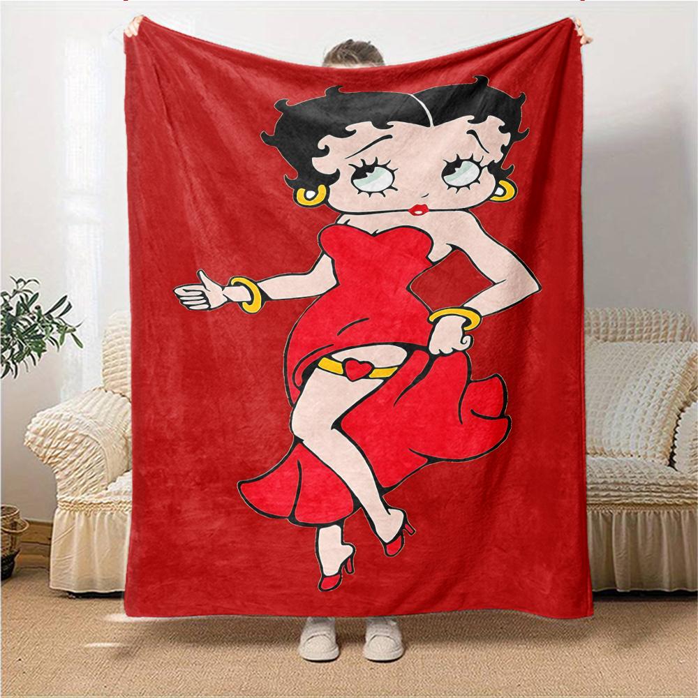 1Pc Betty Boop Dress Blanket For Couch Bed Plush Cozy Fuzzy Blanket Super Soft Warm Blankets For Fall And Winter 09186