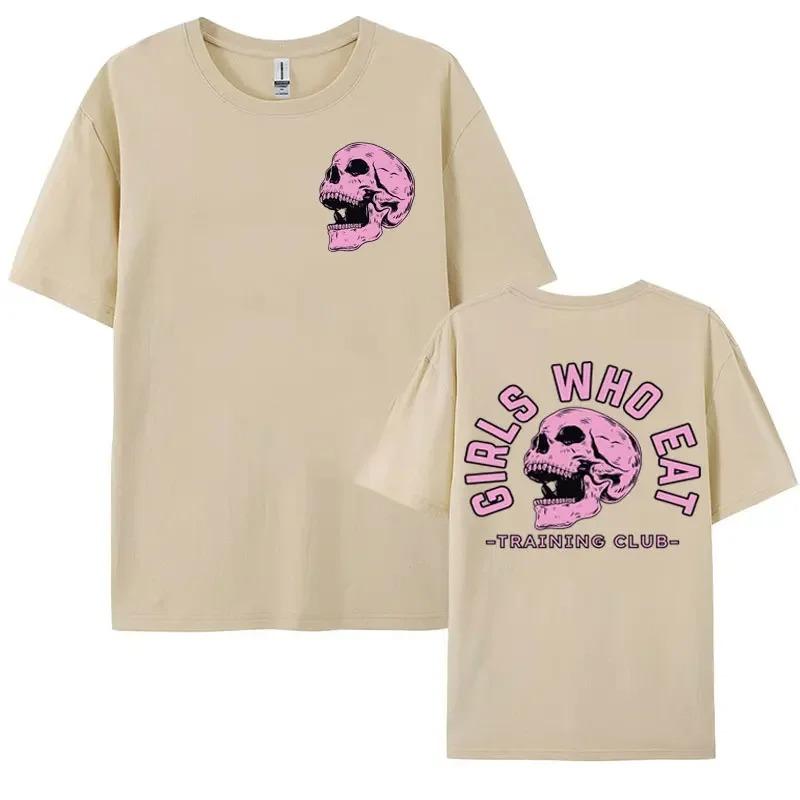 Thick Thighs and Sleep Deprived Meme T Shirts Men's Funny Gym Vintage Skull Graphic T-shirt Male Harajuku Classic Street T Shirt