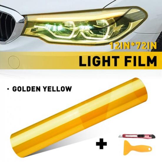 12 X72  Gloss Yellow Golden Tint 3000K Headlight Fog Light Taillight Vinyl Film