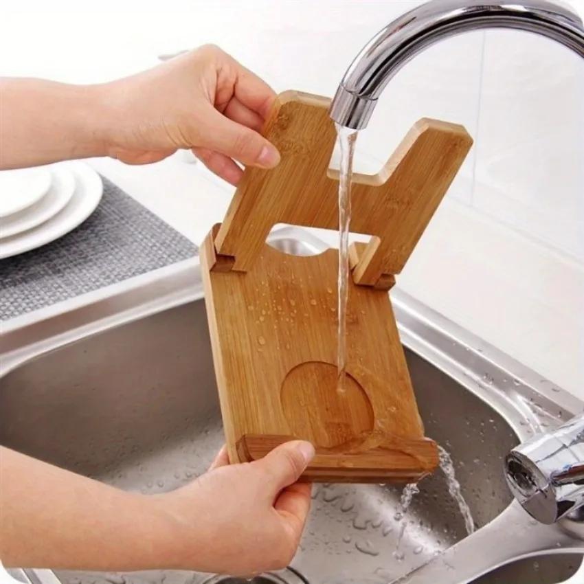 Multifunctional Bamboo Lid Bracket Pot Holder Lid Kitchen Utensil Rack Accessories Convenient and Space-Saving