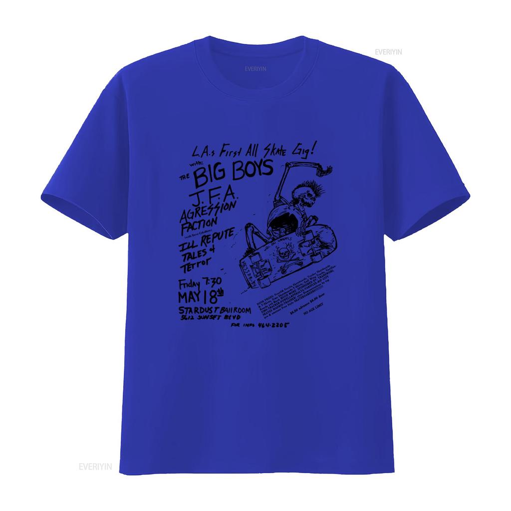 Big Boys JFA Aggression Faction Vintage Flyer Skate Gig T shirt Retro Punk Rock Style vintage Washed Stylish streetwear fashion