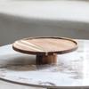 Solid Wood Fruit Bowl Tall Footed Food Cup Cakes Snack Plates Candy Dessert Circular Dinner Plate Kitchen Tableware Decor Dish