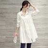 Oversized Shirts and Blouses Korean Fashion Women Spring Summer Loose Long Sleeve White Shirts Women Casual Midi Blouse
