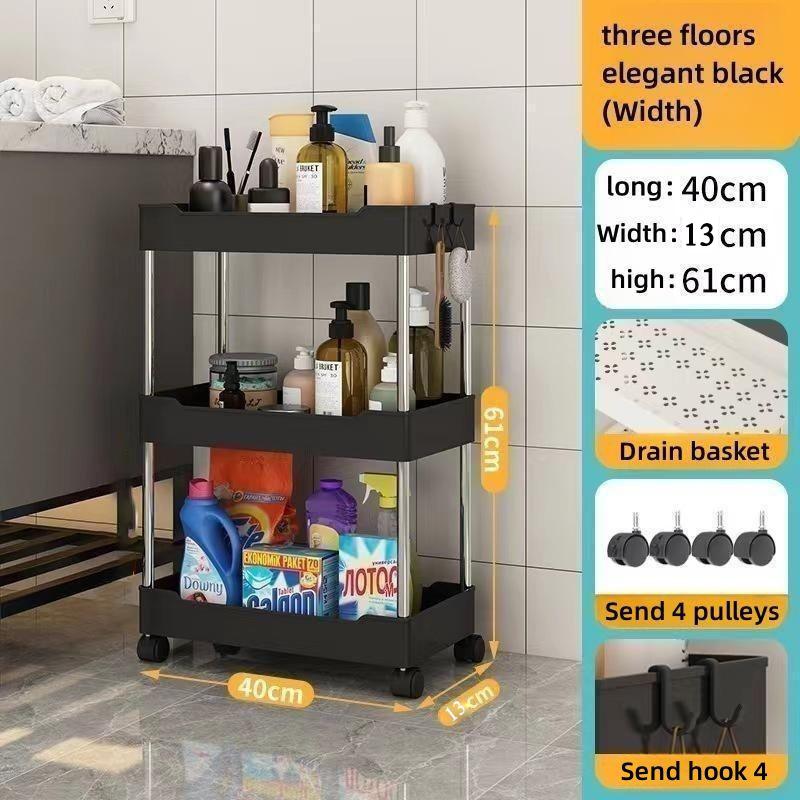 Estante de costura estrecha Estante de almacenamiento móvil multicapa con organizador de polea Estante de almacenamiento para oficina, baño, cocina