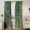 Elegant Green Floral Botanical Curtains Polyester Window Drapes for Living Room Bedroom Home Decoration Privacy Filtering Window