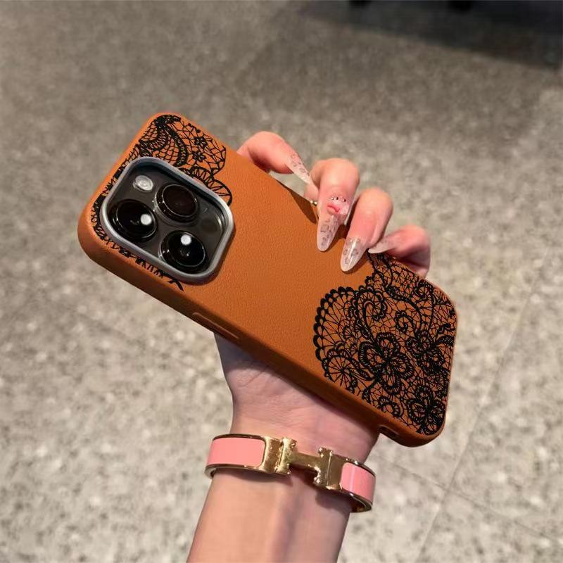 Black Pattern Phone Case for iPhone 14, 15, 16 Pro & 17 Pro - High-End Creative Design