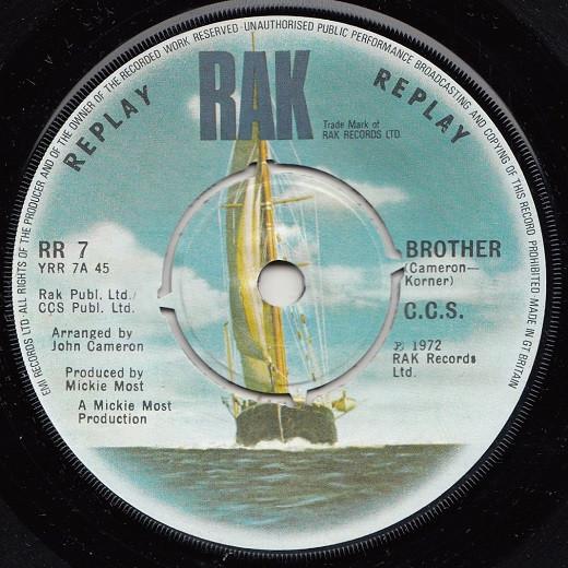 

7inch Record CCS - Brother / Primitive Love RR7 RAK 1977 UK Rock Used