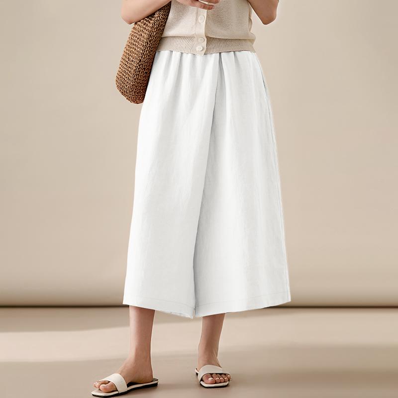 ZANZEA Women Casual Elastic Waist Loose Wide Leg Capris Pants