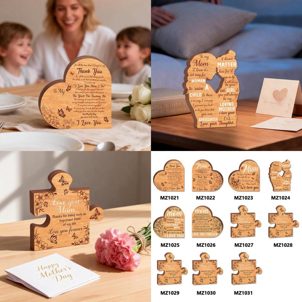 MZ1021-1031 Mother's Day Heart Wooden Desktop Ornament