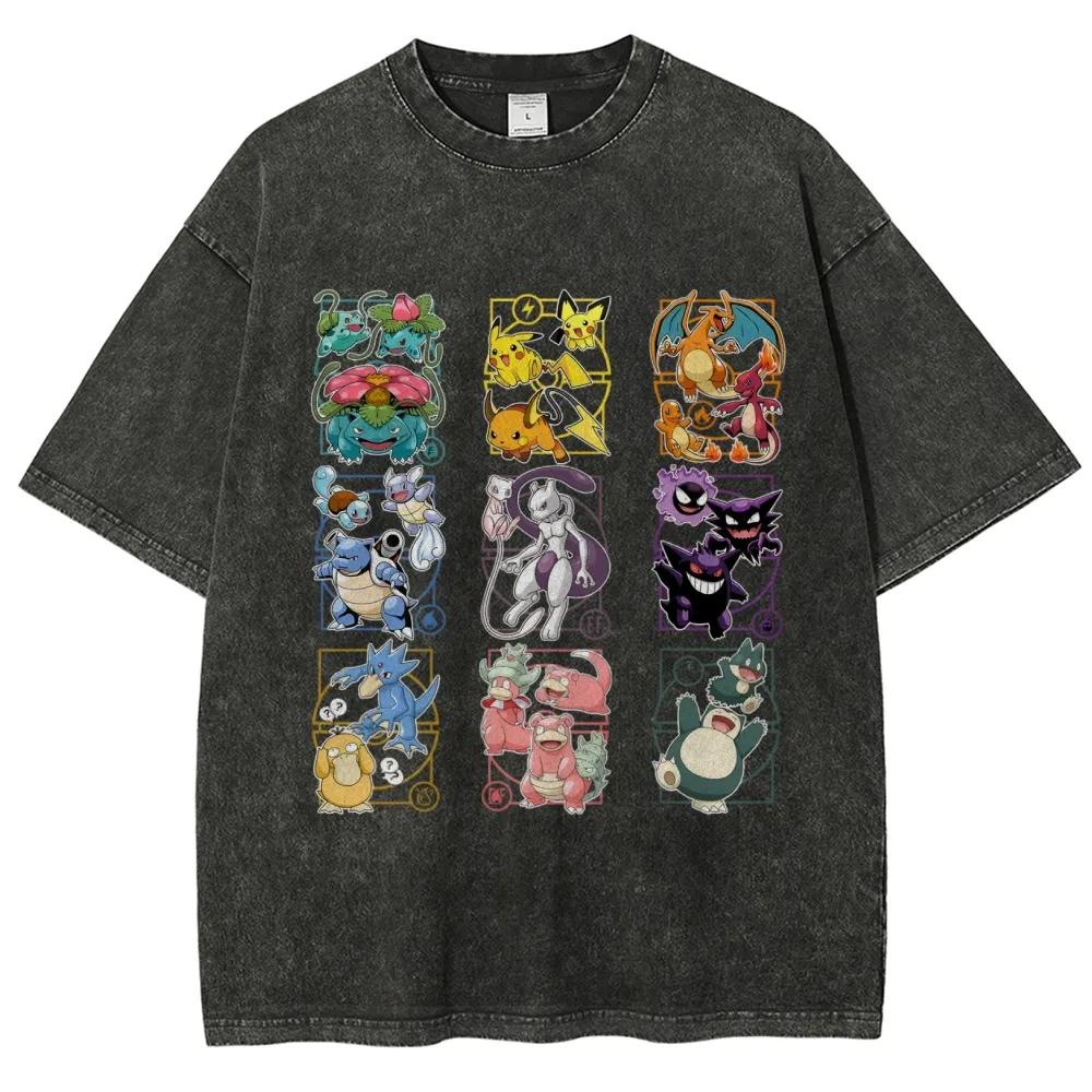 

Pokemon Washed Retro Short Sleeve TShirt Casual Summer Wear Mens Comfortable Short Sleeve Half Sleeve Sports Popular Top M