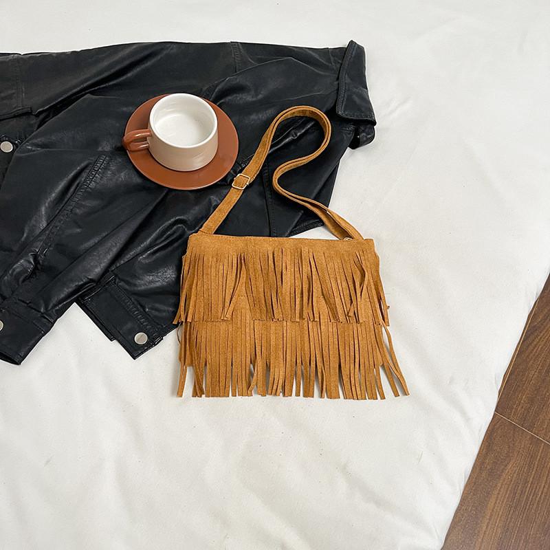 Bohemian Suede Fringe Purse Small Crossbody Bag For Daily Use
