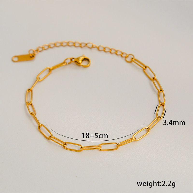 

European and American Simple Titanium Steel Bracelet for Women, Ins Style, Niche, High-End, Versatile, 18K Gold-Plated Plain Chain Jewelry Set 1-1-11