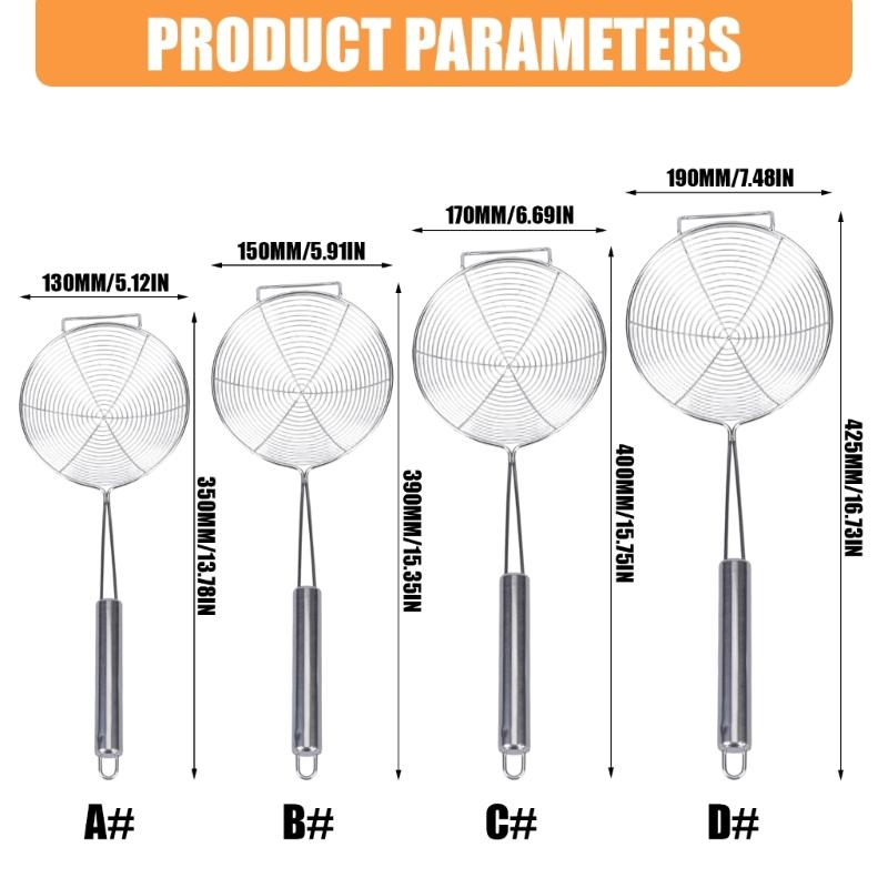 Long Handle Skimmer Spoon Stainless Steels Spiders Wire Strainer Ladle with Hook for Boiling Noodles and Hot Pot Serving in Kitchen Use