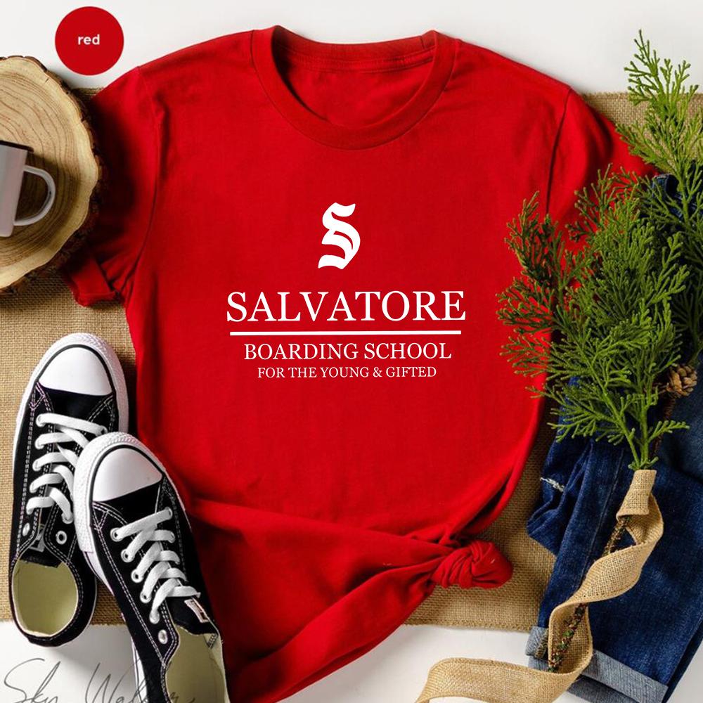 Salvatore Boarding School Tshirt TV Show TVD Vampire Diaries Tees Damon Stefan Salvatore Shirt Mystic Falls Vampire Fans Gift S