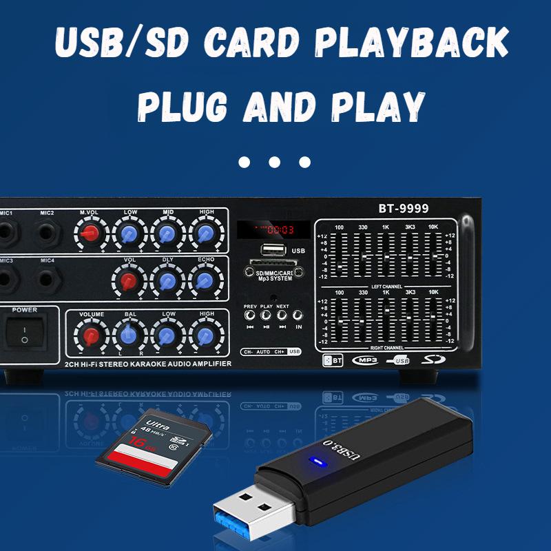 Ενισχυτής Υψηλής Ισχύος Με Συμβατότητα 12V/220V, Bluetooth, Αναπαραγωγή Κάρτας USB/SD, Ραδιόφωνο FM, Δυνατότητες Απώλειας Αποκωδικοποίησης