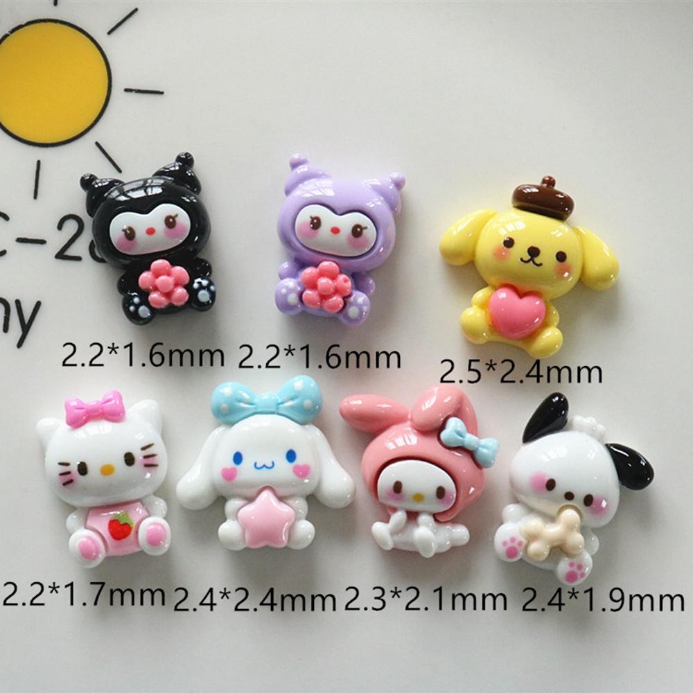 10Pcs New Mini Kawaii Cartoon Animal Girl Series Flat Bottom Scrapbook  Diy Jewelry Making Hairwear Accessorie A16