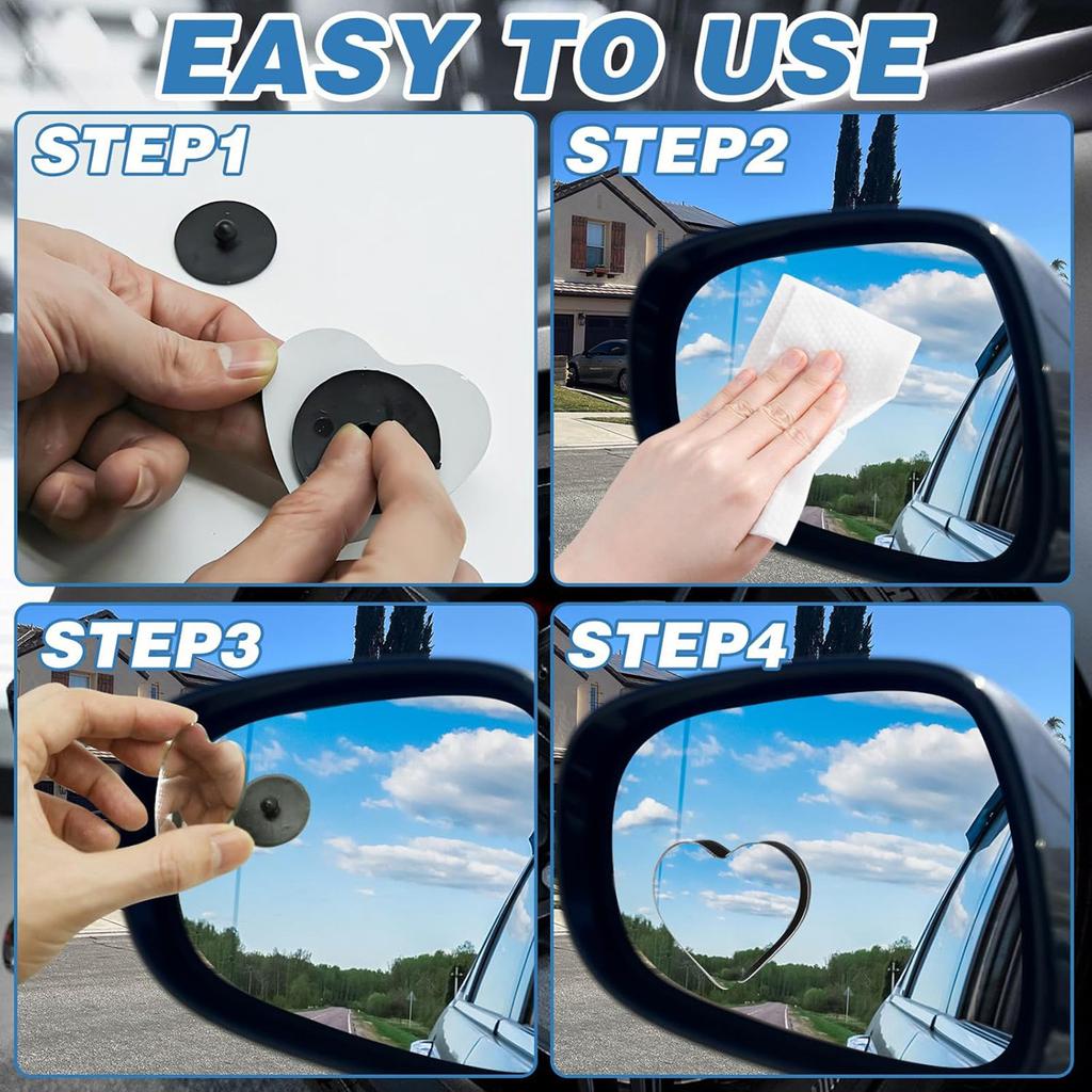 Adhesive Heart Shaped Blind Spots Mirror No Tool Needed Wide Angle Blind Spots Mirror Simple Installation for Quick Setup