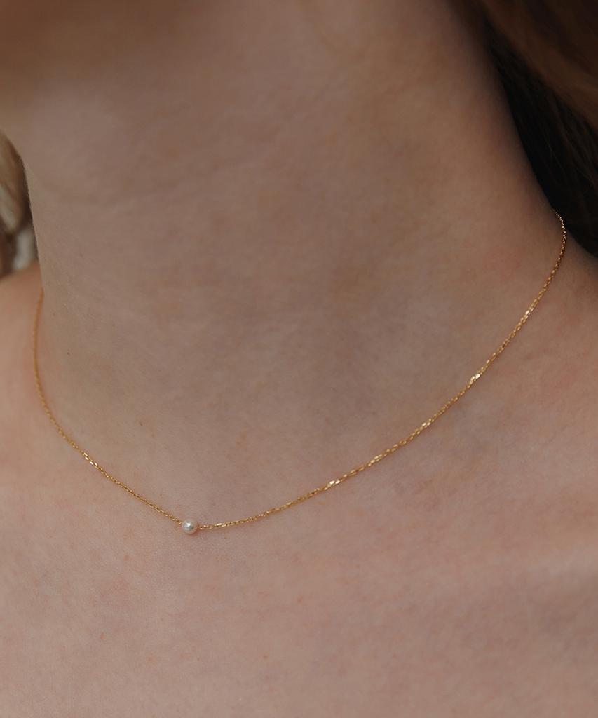 Tatiana (Silver 925) One-Point Pearl Chain Necklace Nz2151