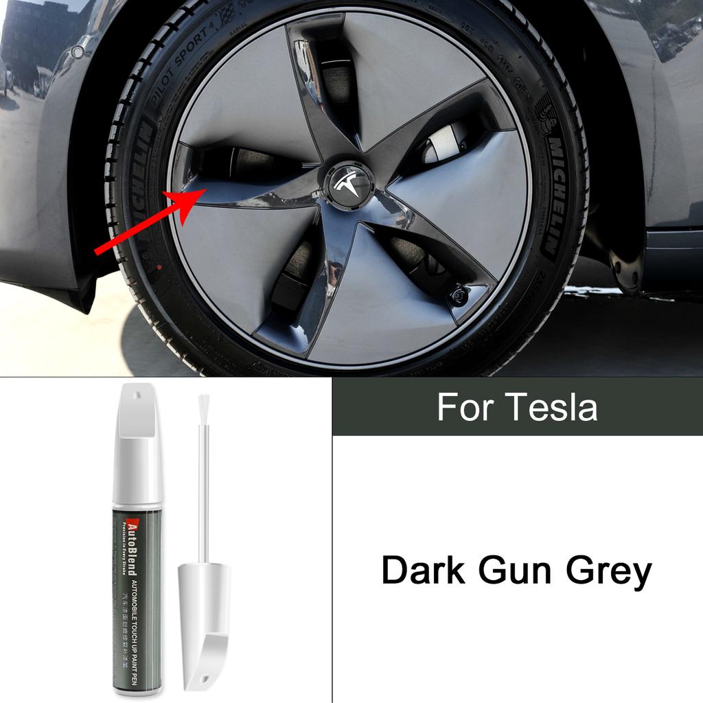 For Tesla Model 3 Y X S Car Scratch Removal and Touch-up Pen Wheel Hub Paint Repair Pen Clear Coat Stealth Gray Solid Black