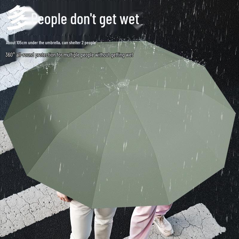 60-Rib Automatic Women's Umbrella with Black UV Protection for Sun & Rain, Customizable and Portable.